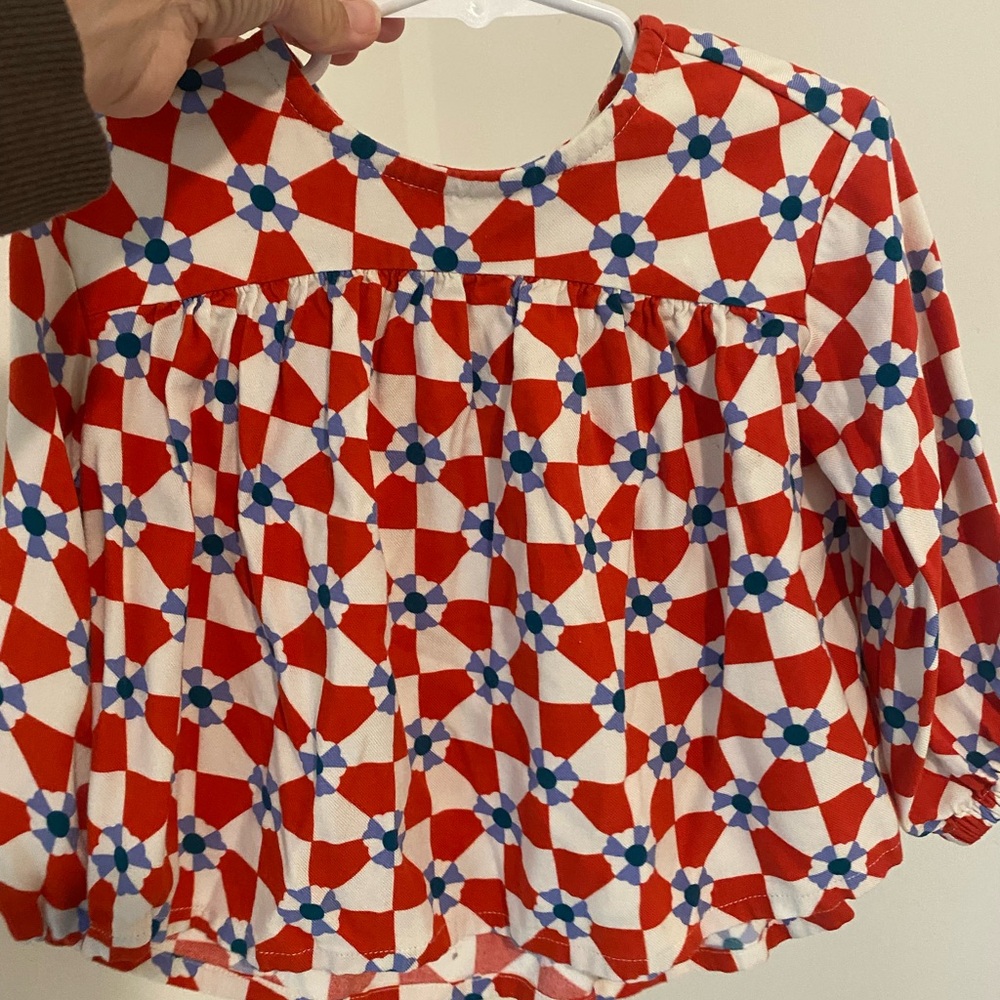 Hanna Andersson Red and Blue Geometric Kids Top